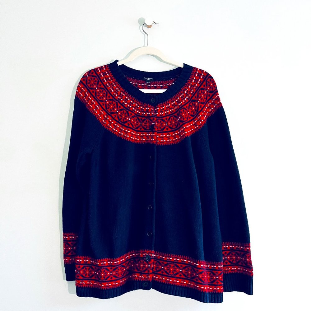 Talbots - Fair Isle Cardigan - Blue & Red